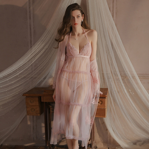 Meriga Vêtements de Nuit d'Été Vente en Gros Femmes Voir à Travers Dentelle Maille Halter Dos Nu Chemise de Nuit et Robe <span class=keywords><strong>Sexy</strong></span> Pyjamas 4433 - Product Image 3
