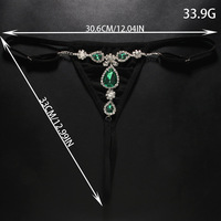 Chaîne de corps en strass, string en forme de cœur, sexy, culotte mature, bijoux, micro-string vert brillant pour femmes