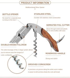 Custom Logo 3pcs Set Gift Box Wooden Handle Corkscrew <b>Wine</b> Bottle Opener Set With <b>Stopper</b> Pourer - Product Image 4