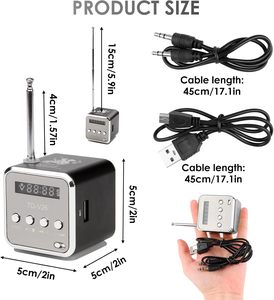 <span class=keywords><strong>Cube</strong></span> xách tay cho 5.0 kim loại Loa FM Đài phát thanh Màn hình hiển thị USB MP3 Máy nghe nhạc SD/TF hỗ trợ thẻ 500-1000mAh pin cho - Product Image 2