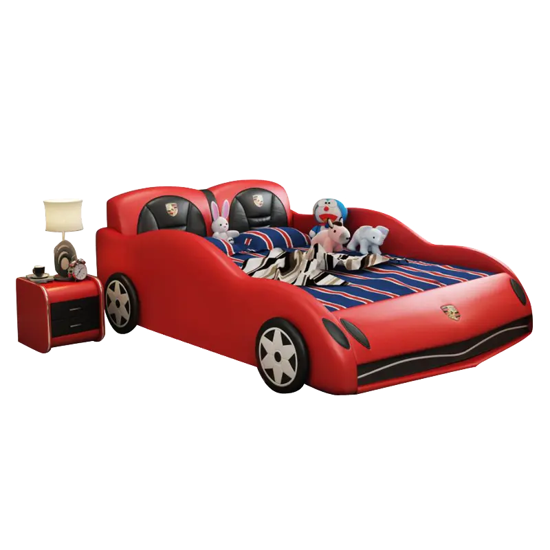 Modern Child single bed boys red car beds kids bedroom furniture racing car