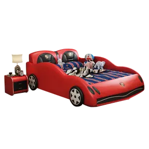 Modern Child single bed boys red car beds kids bedroom furniture racing car