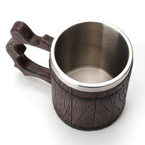 Taza de Café Retro de Madera al por Mayor, Taza de Acero Inoxidable Personalizada <span class=keywords><strong>con</strong></span> Asa - Product Image 5