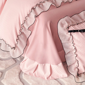 Sunny Home Textiel Rose Print + Zorgvuldige Machine + Prinses Stijl Bed Rok + Sprei Vier Stuk Beddengoed Dekbed set Sheet Set - Product Image 5