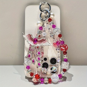Chaîne de téléphone de luxe Phénix, lanière perlée rose motif <span class=keywords><strong>oiseau</strong></span>, breloque de sac Paon, bijou fait main, cadeau pour femme - Product Image 5