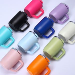 Mug à café isotherme 15 oz 100 % étanche avec poignée et couvercle - Mug de voyage en acier inoxydable - Tasse à café à double paroi - Product Image 1