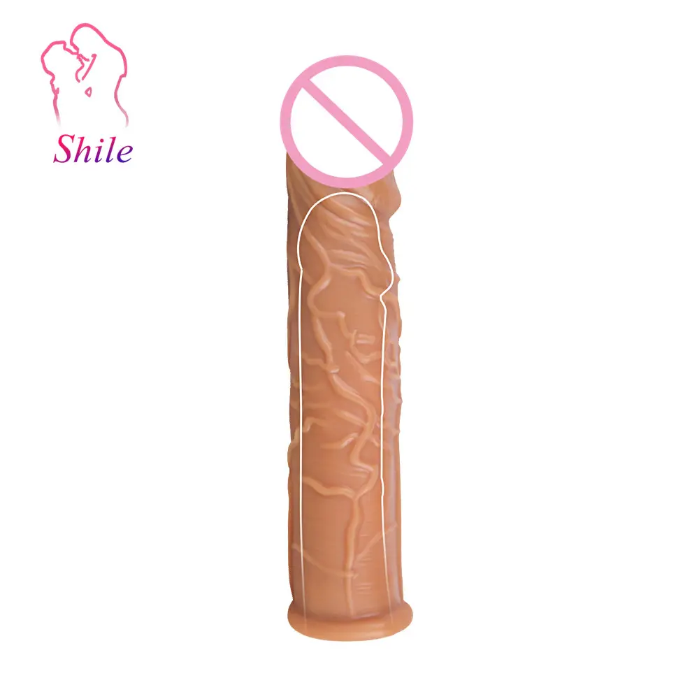 Penis Sleeve Brancard Voor Vergroten Dikker, Realistische Omtrek Mouw Penis Cover Herbruikbare Condoom Seksspeeltje Voor Mannen Paar