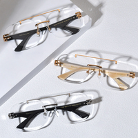 Monture de lunettes Borregls en corne de buffle pour hommes, marque de luxe, sans monture, grandes lunettes surdimensionnées, lunettes optiques pour femmes 0042