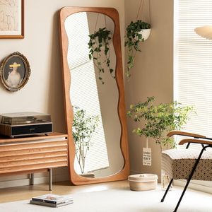 Miroir sur pied en bois massif de 64 x 28 pouces, miroir sur pied, à suspendre ou à poser contre le mur pour la chambre à coucher, le salon - Product Image 6