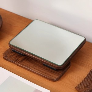 Solid Wood Makeup Mirror <b>Black</b> Walnut Standing High Definition Portable Home Office <b>Table</b> Mirror - Product Image 2