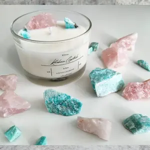 Bougie parfumée au <span class=keywords><strong>bois</strong></span> de santal populaire avec boîte en <span class=keywords><strong>bois</strong></span> de haute qualité, pierre de cristal, porte-bougie d'aromathérapie, décoration d'intérieur - Product Image 1