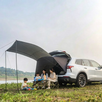 Grande tente arrière de voiture à fermeture éclair, abri solaire et coupe-vent pour SUV, tente de hayon multi-formes, imperméable avec poteaux et piquets