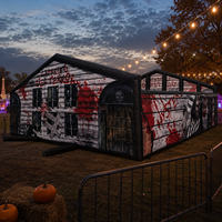 Labyrinthe gonflable commercial à thème maison hantée avec design à double pignon pour événements d'Halloween, attractions et locations de fêtes