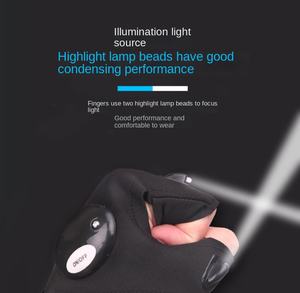 Gants sans doigts avec lampe torche LED étanche pour la pêche, le camping, la randonnée, la survie, la sécurité, outil multifonctionnel pour la nuit en extérieur - Product Image 4