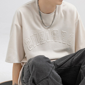 T-shirt en coton Supima biologique de haute qualité pour hommes, impression en gros, t-shirt graphique en relief, t-shirt surdimensionné personnalisé en relief 3D pour hommes - Product Image 1