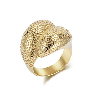 Fashionable Gold Plated Titanium Steel <b>Ring</b> For Women Geometric Shape Party Jewelry - Product Image 1