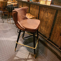 Tabouret de bar commercial moderne en cuir de style mid-century, chaise haute pour villa, balcon, salle à manger
