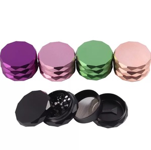 Custom Logo Aluminum <b>Herb</b> <b>Grinder</b> 4 Piece Manual Dry <b>Herb</b> Crusher Diamond Shape Multi Color <b>for</b> Storage - Product Image 1