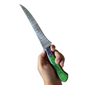Ensemble de couteaux de cuisine en acier Damas, 5 pièces, manche en bois, lames droites, couteaux de chef, lame polie, ambidextres, haute qualité, 58-60HRC - Product Image 4