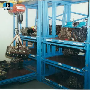 mold storage Motor Engine Storage Roll Out Rack with Hoist System die storage racks warehouse shelves