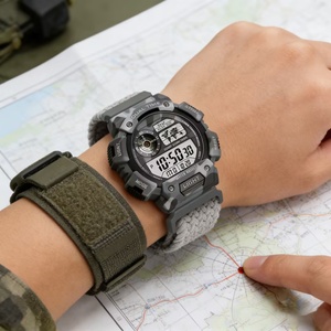 Reloj Deportivo Digital 3ATM Resistente al Agua para Hombre, Reloj Deportivo con Función de Cuenta Regresiva, Correa de Nailon Trenzado con Hebilla Deslizante LED - Product Image 4