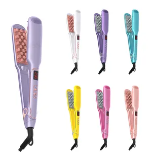 2019 New Concept Hair Volumizing Iron für Männer und Frauen Keramik glätter bürste mit LCD-Display Crimper Hair Iron Wholesale