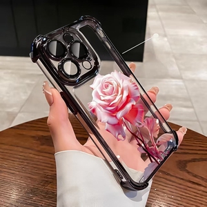 Custodia per iPhone 17 Air 16 15 14 <span class=keywords><strong>13</strong></span> 12 <span class=keywords><strong>Pro</strong></span> Max trasparente antiurto con protezione angolare e motivo <span class=keywords><strong>rosa</strong></span> alla moda - Product Image 1