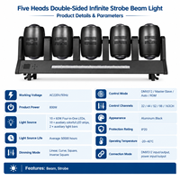 Barre de lumière LED mobile double face 10x80W RGBW DMX512, éclairage de scène activé par le son pour DJ, discothèque, concert