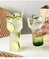 Vaso Moderno en Forma de Antorcha de Vidrio Borosilicato Soplado a Mano de 400ml 500ml, Transparente, de Gran Capacidad, para Agua con Gas