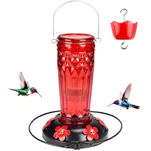 Hummingbird Feeder For Outdoors Wild Bird Feeder OEM/ODM Glass Red Bowls Automatic Feeders Water Glass Pet Products