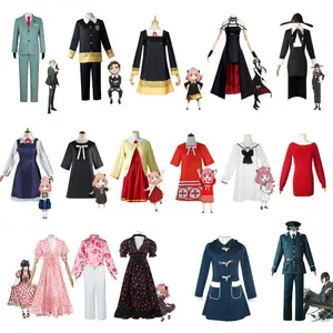 Adulti bambini Anime SPY X FAMILY Anya Forger Costume Cosplay vestito nero uniforme ragazze carine parrucca rosa calze Party Role Outfit