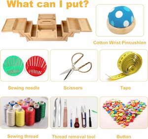 Cổ nóng bán nghệ thuật bằng gỗ hộp may bằng gỗ hộp lưu trữ cho may Nguồn cung cấp gỗ tủ quần áo tổ chức cho các công cụ thủ công - Product Image 6