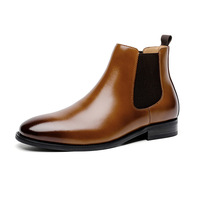Bottines Chelsea en cuir de Cowboy pour hommes, chaussures britanniques hautes classiques à enfiler, bottes à la cheville, souliers de robe