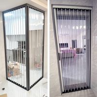 Porte de cuisine pliante accordéon avec panneaux en PC incassables et gain de place, matériau plastique, surface imperméable et finie