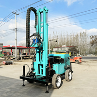 Machine de forage de puits flexible de 100 m, 300 m, 250 mètres montée sur roues pour puits d'eau avec alimentation pneumatique