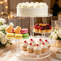 Support à gâteau rond transparent à 3 niveaux en acrylique pour la présentation de desserts lors de fêtes et dans les restaurants