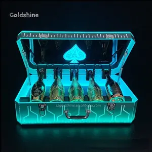 Présentateur de 5 bouteilles personnalisé Glorifier Affichage LED Boîte de nuit Bar Lounge Logo Acrylique Service VIP Porte-bouteille Alimenté par batterie