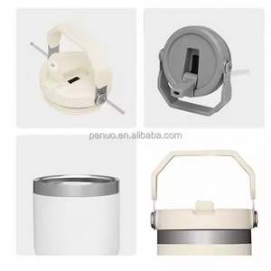 Termo portátil de 20oz y 30oz para coche, de acero inoxidable 304, con aislamiento al vacío, pajita abatible y asa superior. - Product Image 4