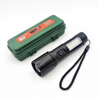 Lampe torche LED rechargeable par USB en alliage d'aluminium, nouvelle lampe tactique d'extérieur avec lumière latérale COB et zoom pour le camping