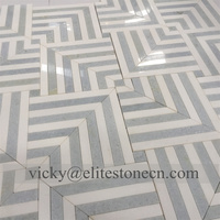 Carreaux muraux en marbre blanc poli et bleu turquoise, mosaïques de cuisine, carreaux de décoration murale