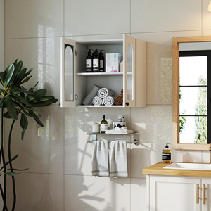 <b>Wall</b> <b>Cabinet</b> Arched Glass Door <b>Display</b> Floating <b>Cabinet</b> with Adjustable Shelves for Bathroom - Product Image 4