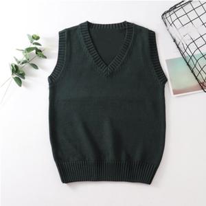 เสื้อสเวตเตอร์แขนกุดสำหรับนักเรียนหญิง,เสื้อกั๊กแบบสวมหัวถักคอวีสำหรับนักเรียนหญิงวัยรุ่น - Product Image 4