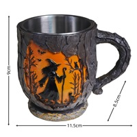 Mug en résine 3D personnalisé de 300 ml avec thème Forêt Magique, en acier inoxydable, pour cadeaux fantaisie et décoration d'Halloween
