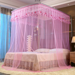 Moustiquaire en forme <span class=keywords><strong>de</strong></span> U pour <span class=keywords><strong>lit</strong></span> King Queen Size, style princesse, avec baldaquin en dentelle et filet, pour intérieur - Product Image 4