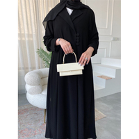 Abaya deux fer noire avec boutons décoratifs Abaya ouverte Abaya femme musulmane