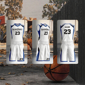 Ensemble d'uniformes de basketball pour adultes : Maillot sans manches et short en mesh pour l'entraînement, kit d'équipe personnalisé - Product Image 3