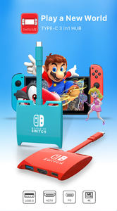 Nintendo Switch-USB-C Hub Multi <span class=keywords><strong>3</strong></span> en 1, convertidor tipo C a 4K x 2K HDTV PD, adaptador de carga para Nintendo Switch, accesorios de juego - Product Image 5