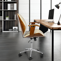 Chaise de bureau ergonomique moderne pour patron, réglable en hauteur, pivotante, avec assise en contreplaqué courbé et revêtement en cuir PU SF SF-9032