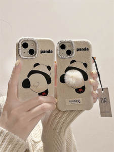 Étui de téléphone portable pour <span class=keywords><strong>iPhone</strong></span> 16 Pro Max avec queue de panda en peluche 3D pour Apple 13 14 15 Plus, coque tendance pour femmes, accessoires électroniques - Product Image 2