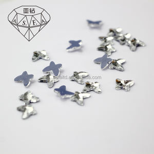 ASFA04 Strass thermocollants en forme de papillon 7*8MM ss6 et SS10 pour machine à thermocoller, cristal AB - Product Image 1